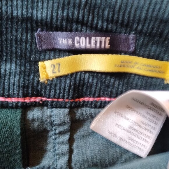 Anthropologie The Colette Cropped Wide-Leg Corduroy Pants  Maeve Dark Green 27 4 - Picture 3 of 5